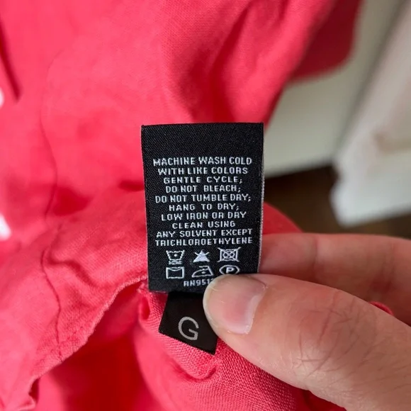 Lafayette 148 women’s 100% linen Coral pink Button-Down 3/4 sleeve Shirt 12 EUC - Picture 9 of 11